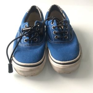 Boys Vans, size 12, blue with checkered pattern.
